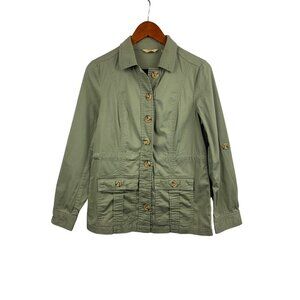 Womens Vintage Motto Olive Green Utility Jacket XS